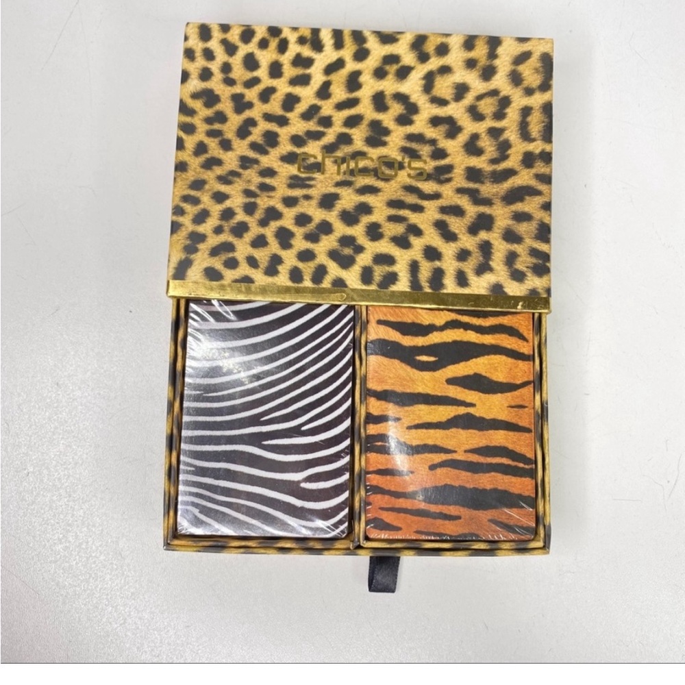 Chico’s | Playing Card Deck 2 Set Leopard Tiger Zebra